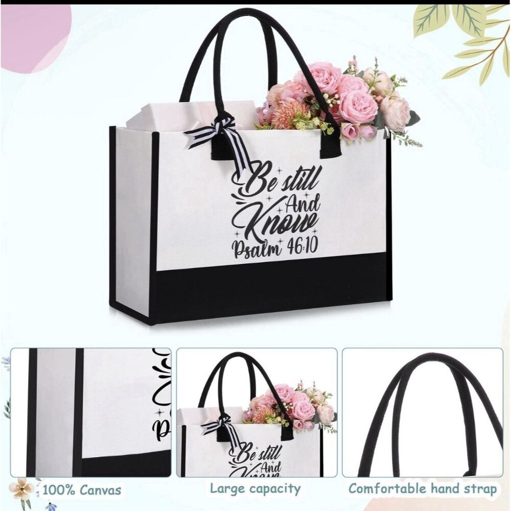2 Pcs Christian Gift Set for Women Faith Religious Christmas Tote Makeup Pen Bag - Picture 2 of 4